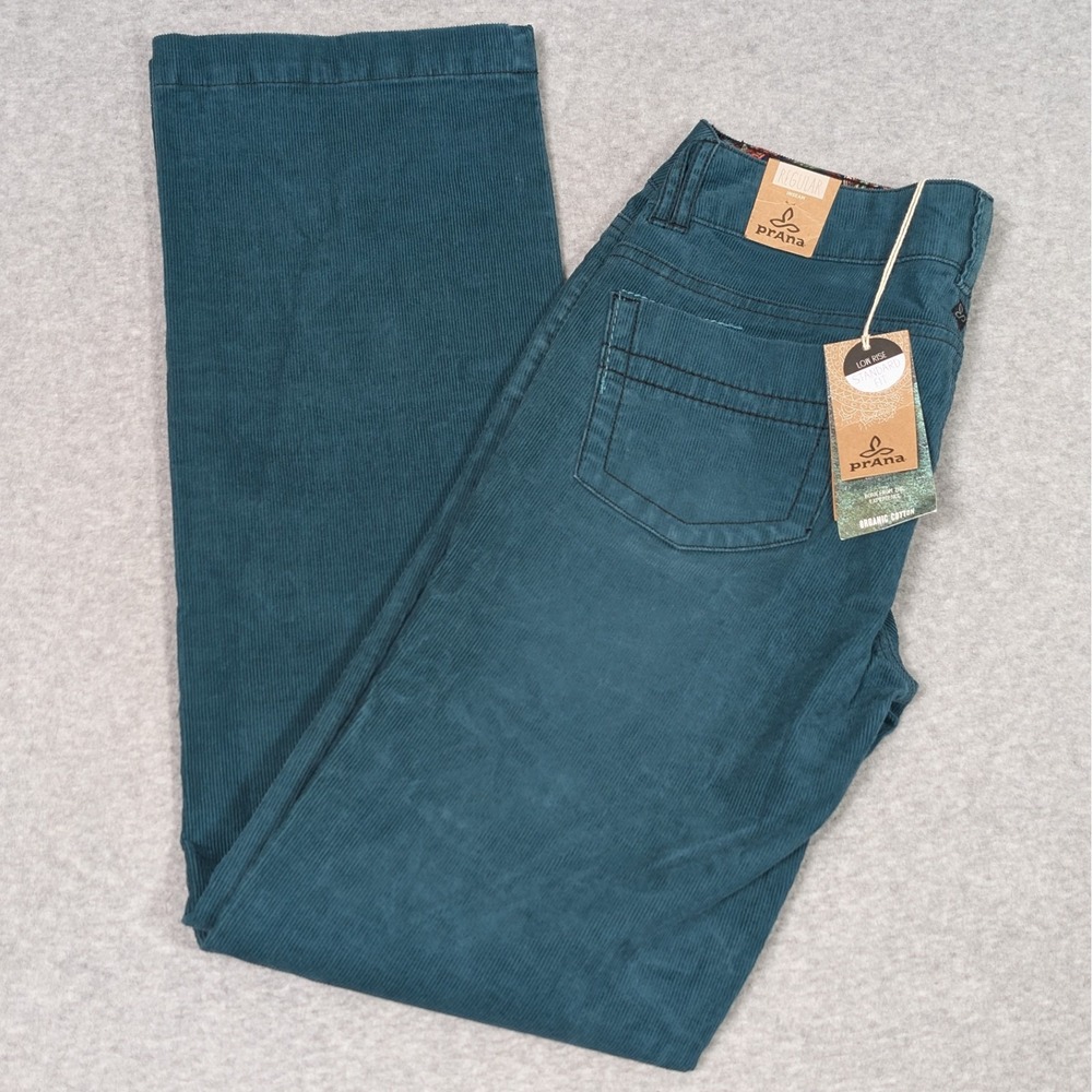 PrAna Corduroy Pants Womens Size 4 Regular Canyon Low Rise Teal New